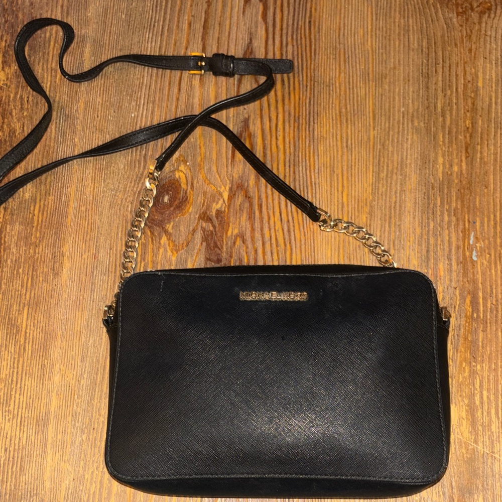 Michael Kors Black Crossbody Bag with Gold Chain